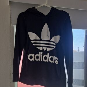 Adidas Black Hoodie with White Trefoil Logo